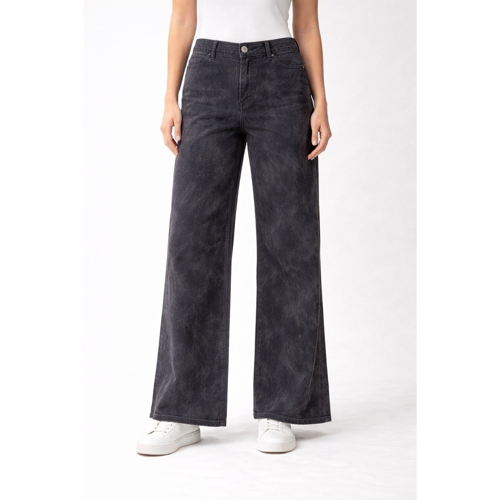 Universal Thread Size 8R High-Rise Flocked Sailor‎ Wide Leg Jeans Blue gray